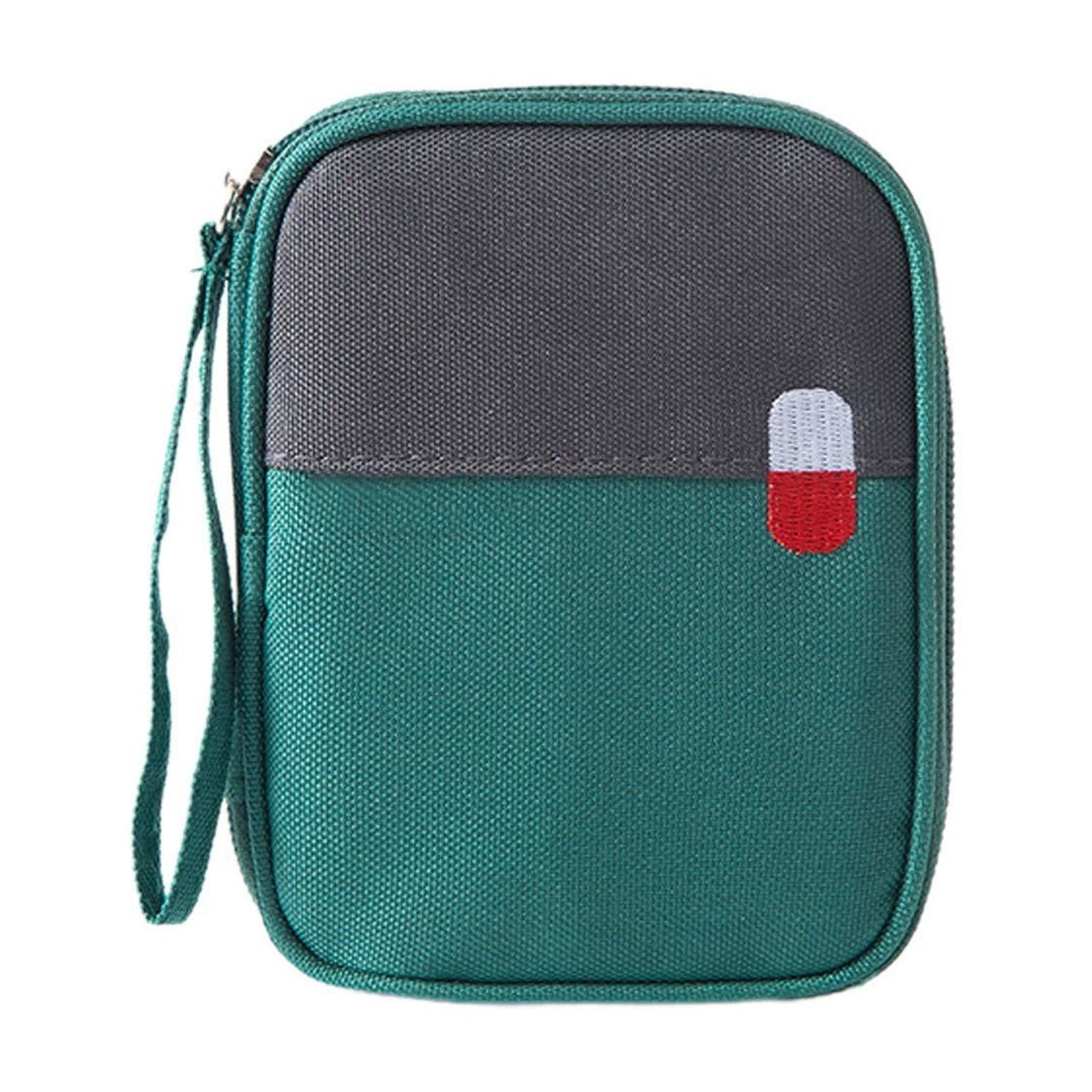 Portable Mini First Aid Bag Empty, Small Size Travel Medicine Pouch Double Zippers Handy Pills Pocket for Travel Home (Grey) 4.33x5.51x0.79 4.33