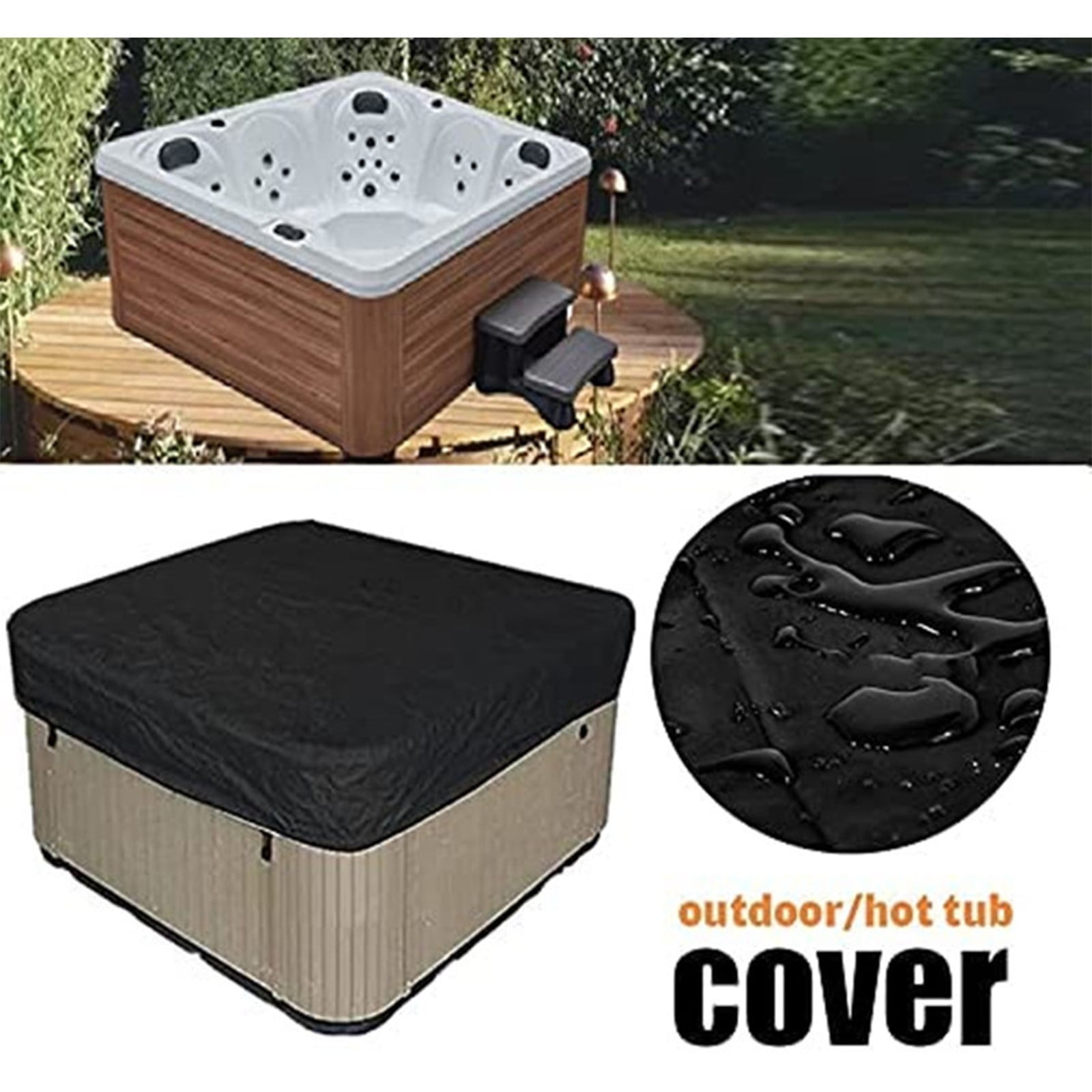 Square Hot Tub Cover - Outdoor Heavy Duty Protector for Patio Spas and Swimming Pools | Hard Covers For Hot Tub Waterproof Dust Cover for Hot Tubs, Jacuzzis, and Outdoor(Black -89.76x11.81