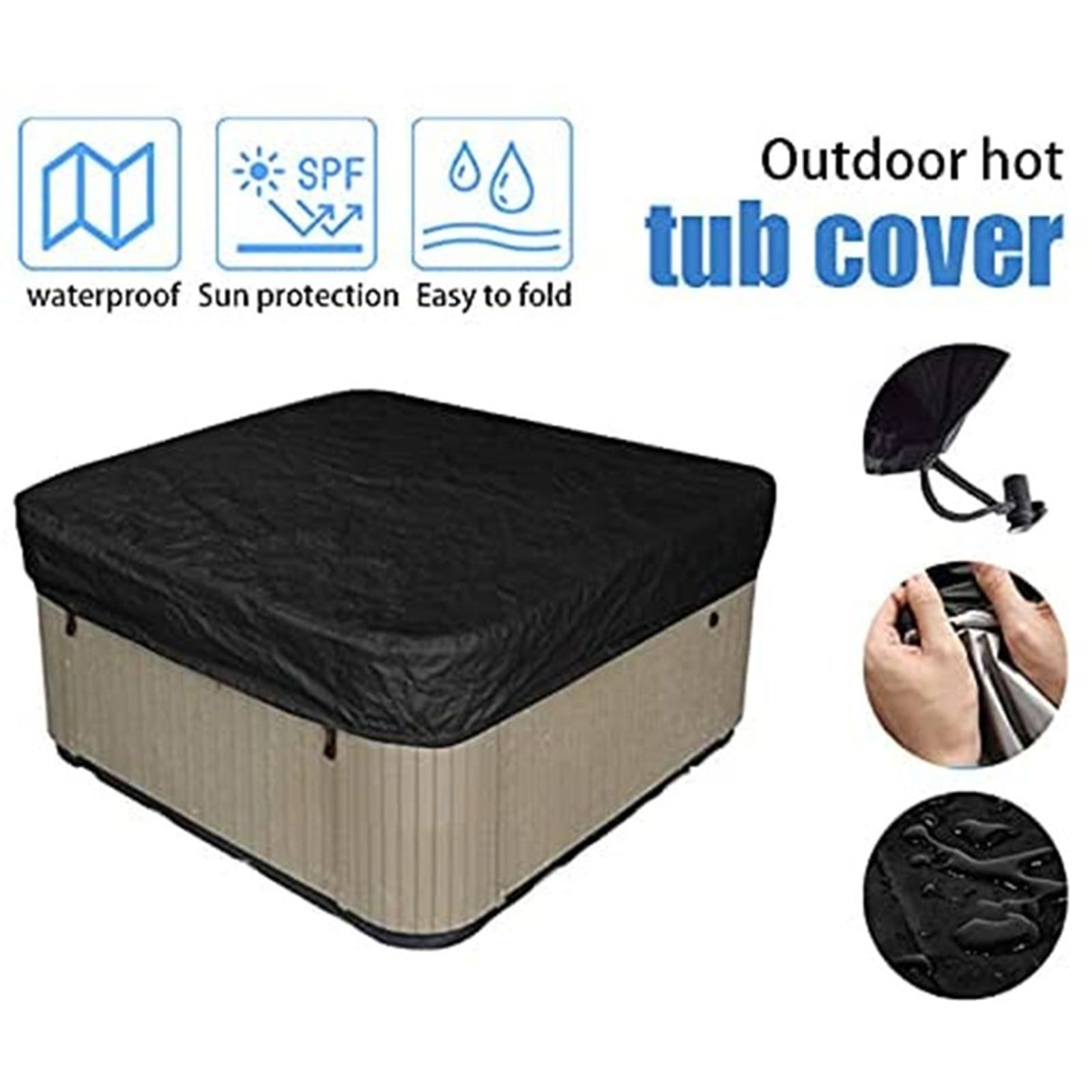 Square Hot Tub Cover - Outdoor Heavy Duty Protector for Patio Spas and Swimming Pools | Hard Covers For Hot Tub Waterproof Dust Cover for Hot Tubs, Jacuzzis, and Outdoor(Black -89.76x11.81