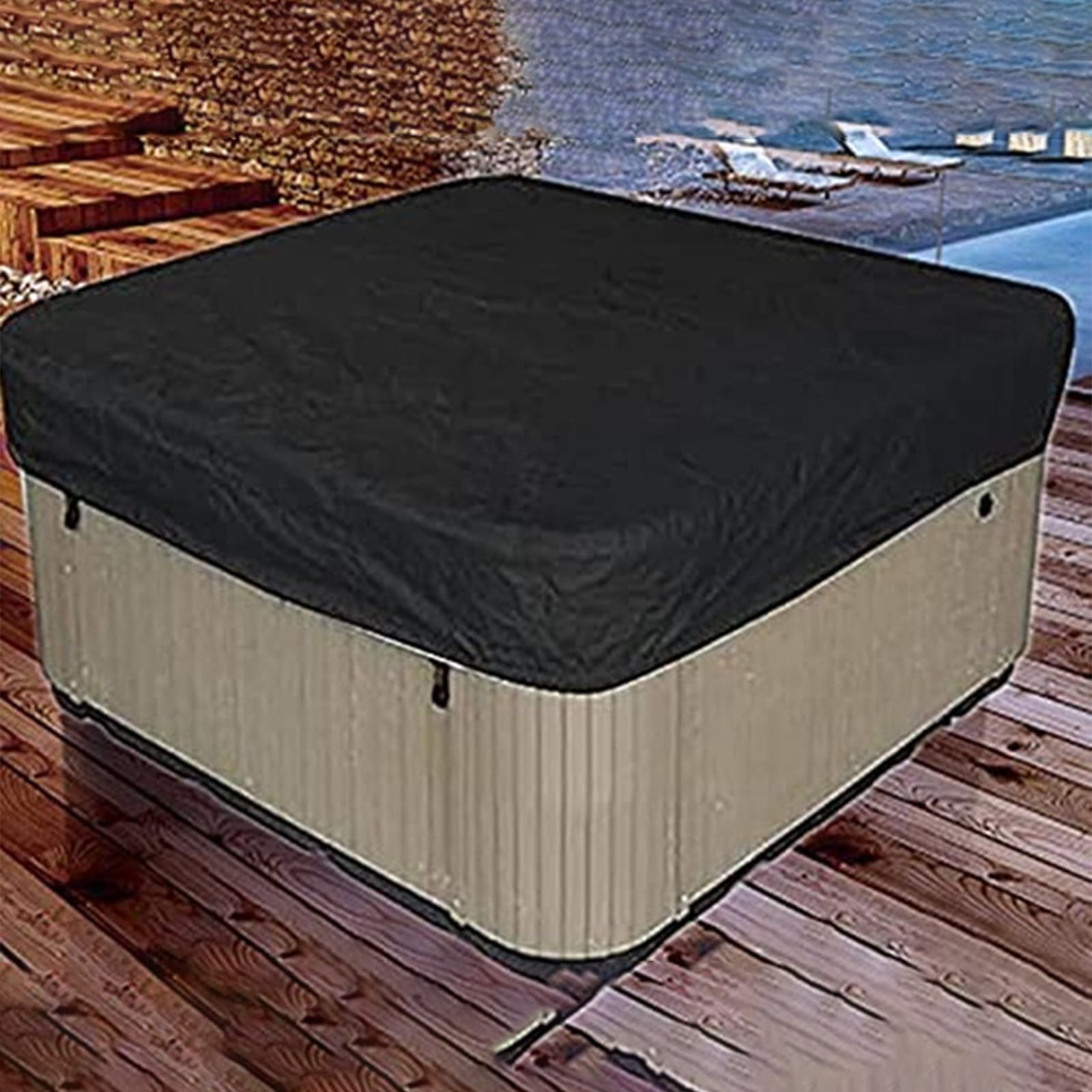 Square Hot Tub Cover - Outdoor Heavy Duty Protector for Patio Spas and Swimming Pools | Hard Covers For Hot Tub Waterproof Dust Cover for Hot Tubs, Jacuzzis, and Outdoor(Black -89.76x11.81