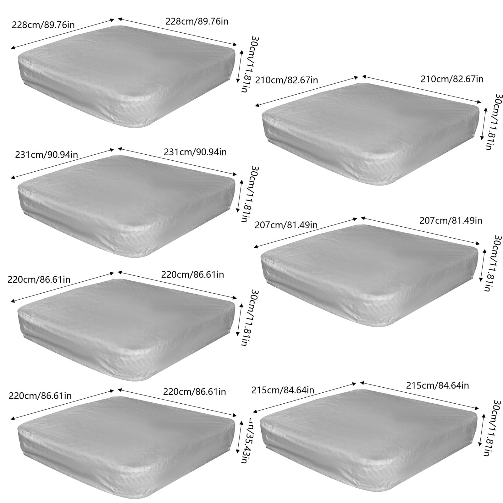 Square Hot Tub Cover - Outdoor Heavy Duty Protector for Patio Spas and Swimming Pools | Hard Covers For Hot Tub Waterproof Dust Cover for Hot Tubs, Jacuzzis, and Outdoor(Black -89.76x11.81
