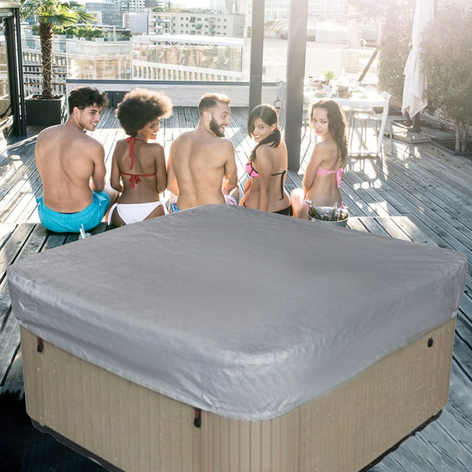 Square Hot Tub Cover - Outdoor Heavy Duty Protector for Patio Spas and Swimming Pools | Hard Covers For Hot Tub Waterproof Dust Cover for Hot Tubs, Jacuzzis, and Outdoor(Black -89.76x11.81