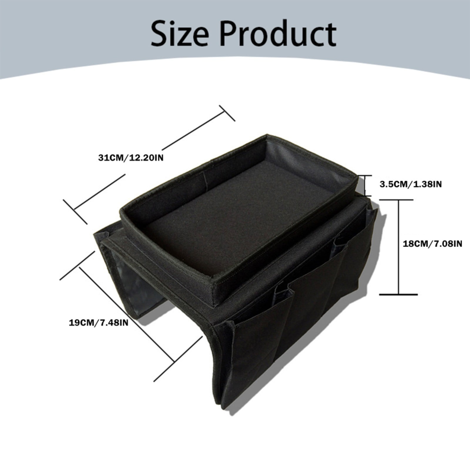 Sofa Armrest Organizer with Cup Holder - TV Remote Holder for Recliner & Couch | Armchair Caddy with Storage Pockets | Holds Cellphone, Tablet, Books, Magazines & Drinks Side Storage Bag(Black) Beige - Image 3