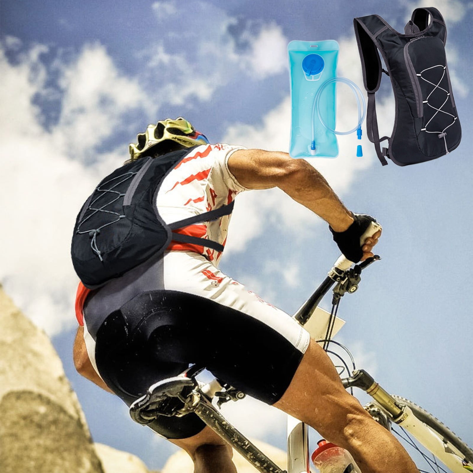 Hydration Backpack Pack with 2L Hydration Bladder Hiking Backpack Bladder for Hiking Cycling Climbing,Cycling Backpack Water Backpack with Hydration Bladder Black - Image 1