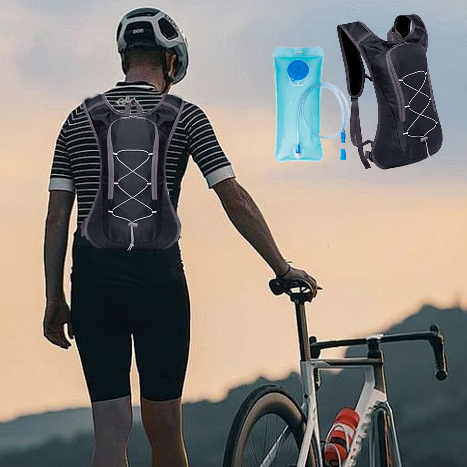 Hydration Backpack Pack with 2L Hydration Bladder Hiking Backpack Bladder for Hiking Cycling Climbing,Cycling Backpack Water Backpack with Hydration Bladder Black - Image 5