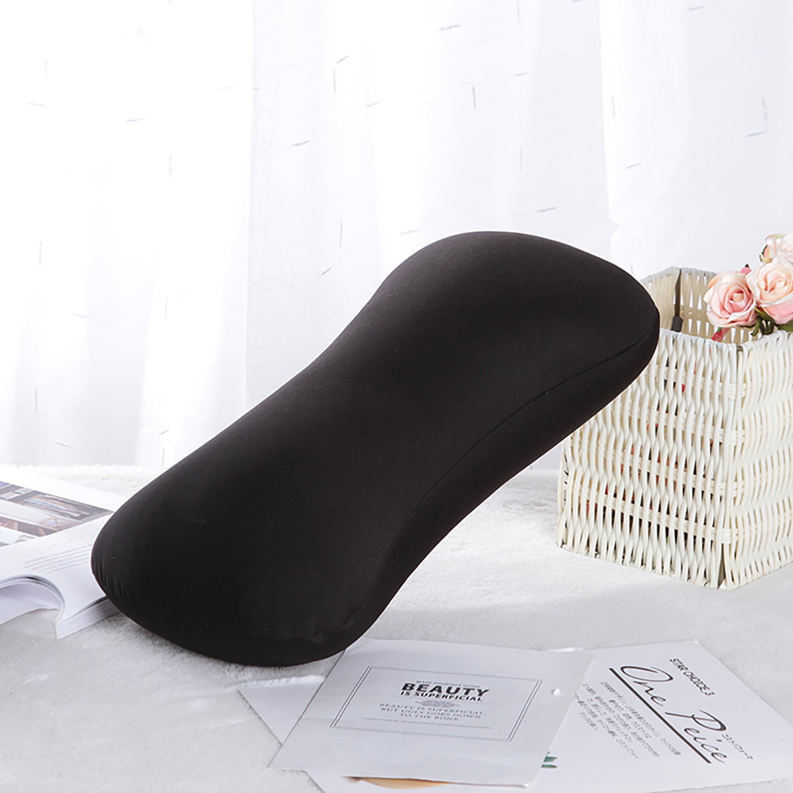 38cm×20cm Bone-Shaped Office Nap Pillow - Soft Foam Headrest for Travel, Plane, Car, Sofa & Bed | Portable Backrest Pillow with Soft Fabric for Comfortable Lunch Break Naps Office & Home(red) black - Image 6