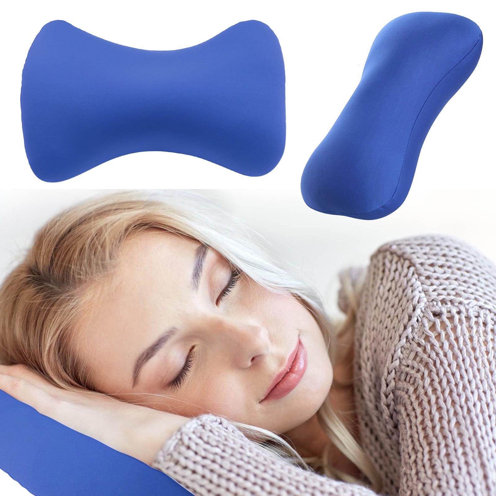 38cm×20cm Bone-Shaped Office Nap Pillow - Soft Foam Headrest for Travel, Plane, Car, Sofa & Bed | Portable Backrest Pillow with Soft Fabric for Comfortable Lunch Break Naps Office & Home(red) blue - Image 1
