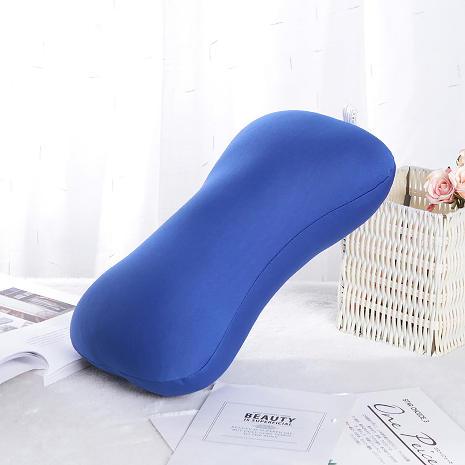 38cm×20cm Bone-Shaped Office Nap Pillow - Soft Foam Headrest for Travel, Plane, Car, Sofa & Bed | Portable Backrest Pillow with Soft Fabric for Comfortable Lunch Break Naps Office & Home(red) blue - Image 6
