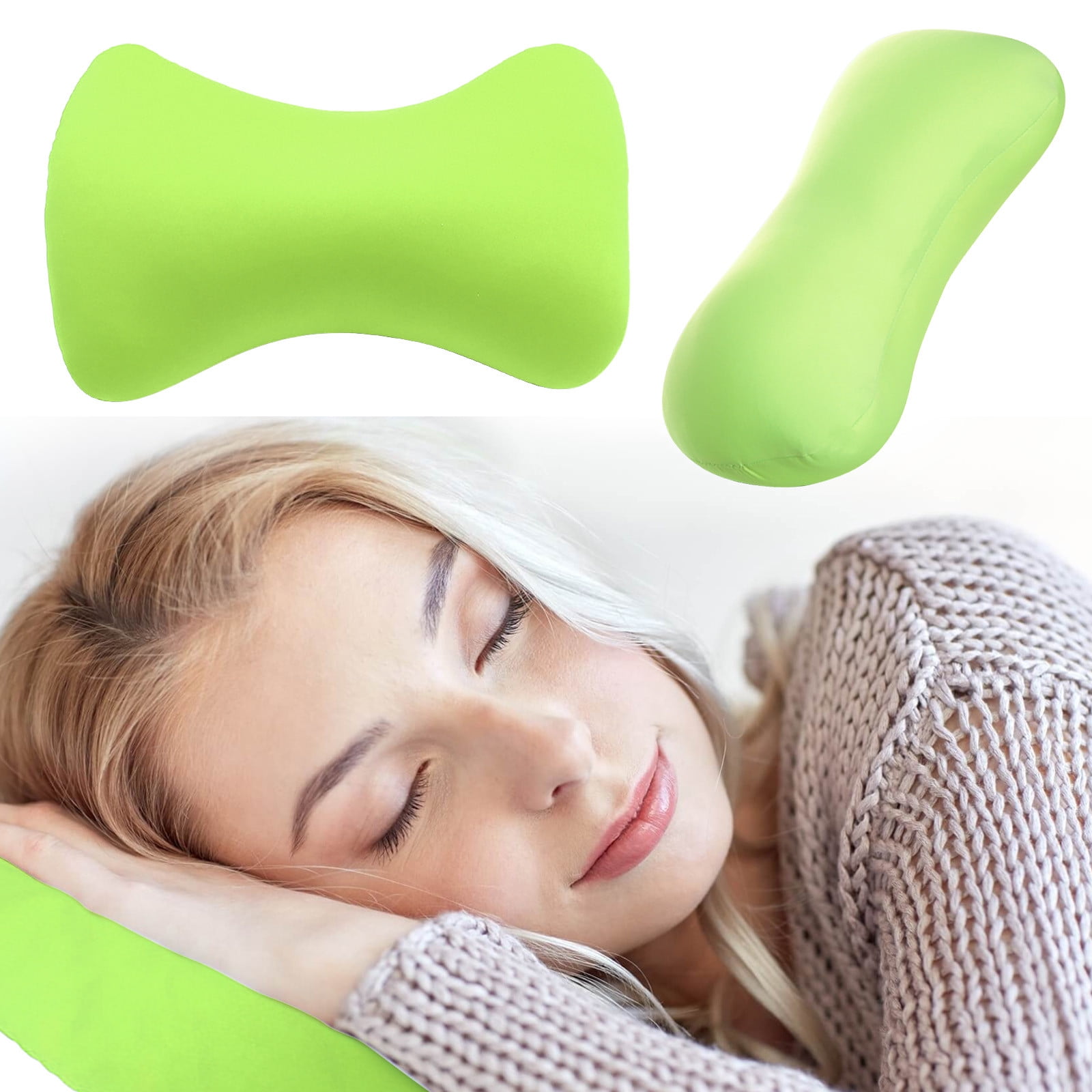 38cm×20cm Bone-Shaped Office Nap Pillow - Soft Foam Headrest for Travel, Plane, Car, Sofa & Bed | Portable Backrest Pillow with Soft Fabric for Comfortable Lunch Break Naps Office & Home(red) green - Image 1