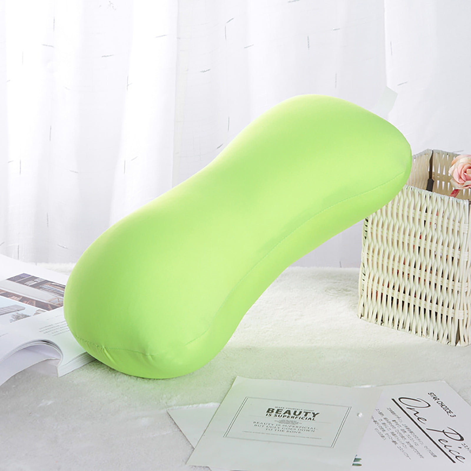38cm×20cm Bone-Shaped Office Nap Pillow - Soft Foam Headrest for Travel, Plane, Car, Sofa & Bed | Portable Backrest Pillow with Soft Fabric for Comfortable Lunch Break Naps Office & Home(red) green - Image 6