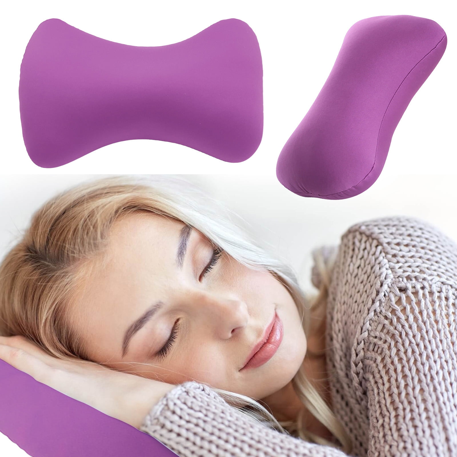 38cm×20cm Bone-Shaped Office Nap Pillow - Soft Foam Headrest for Travel, Plane, Car, Sofa & Bed | Portable Backrest Pillow with Soft Fabric for Comfortable Lunch Break Naps Office & Home(red) purple - Image 1