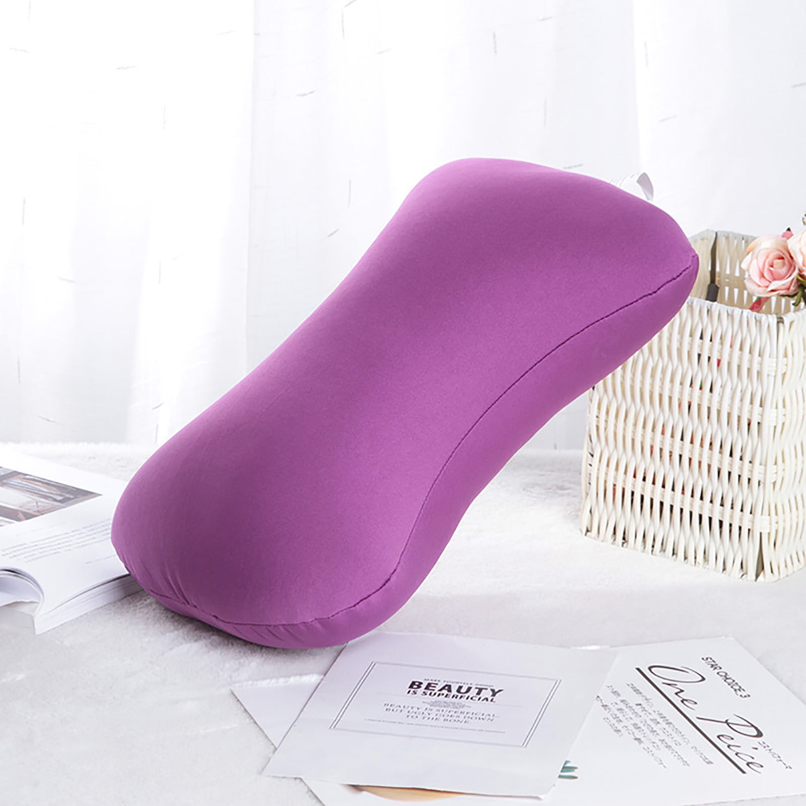 38cm×20cm Bone-Shaped Office Nap Pillow - Soft Foam Headrest for Travel, Plane, Car, Sofa & Bed | Portable Backrest Pillow with Soft Fabric for Comfortable Lunch Break Naps Office & Home(red) purple - Image 6
