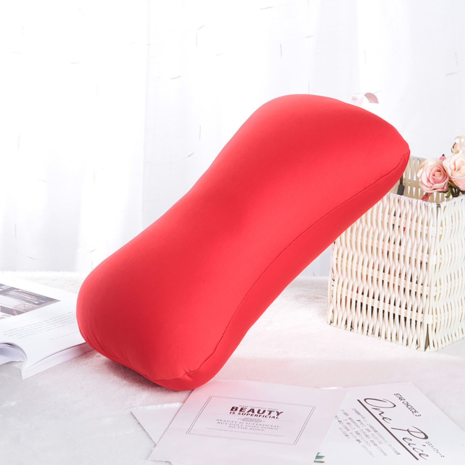 38cm×20cm Bone-Shaped Office Nap Pillow - Soft Foam Headrest for Travel, Plane, Car, Sofa & Bed | Portable Backrest Pillow with Soft Fabric for Comfortable Lunch Break Naps Office & Home(red) red - Image 6