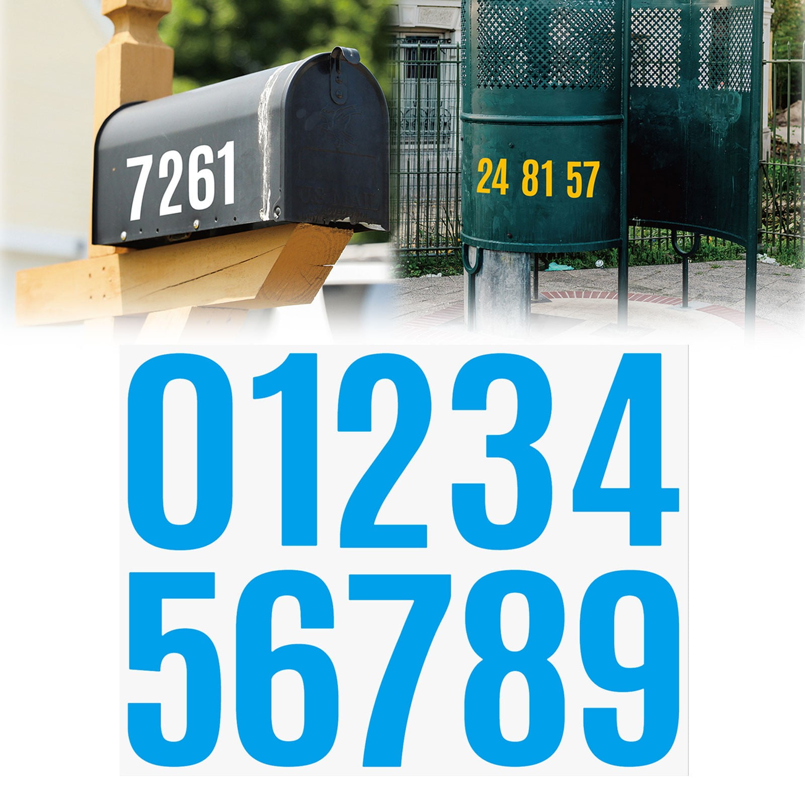 4 Inch Multicolor Vinyl Number Stickers - Self-Adhesive Decals for Mailbox, Car & Home,Large Digit Labels,Weatherproof Number Signs Number Labels For Car Home Multicolor(Blue) Blue - Image 2