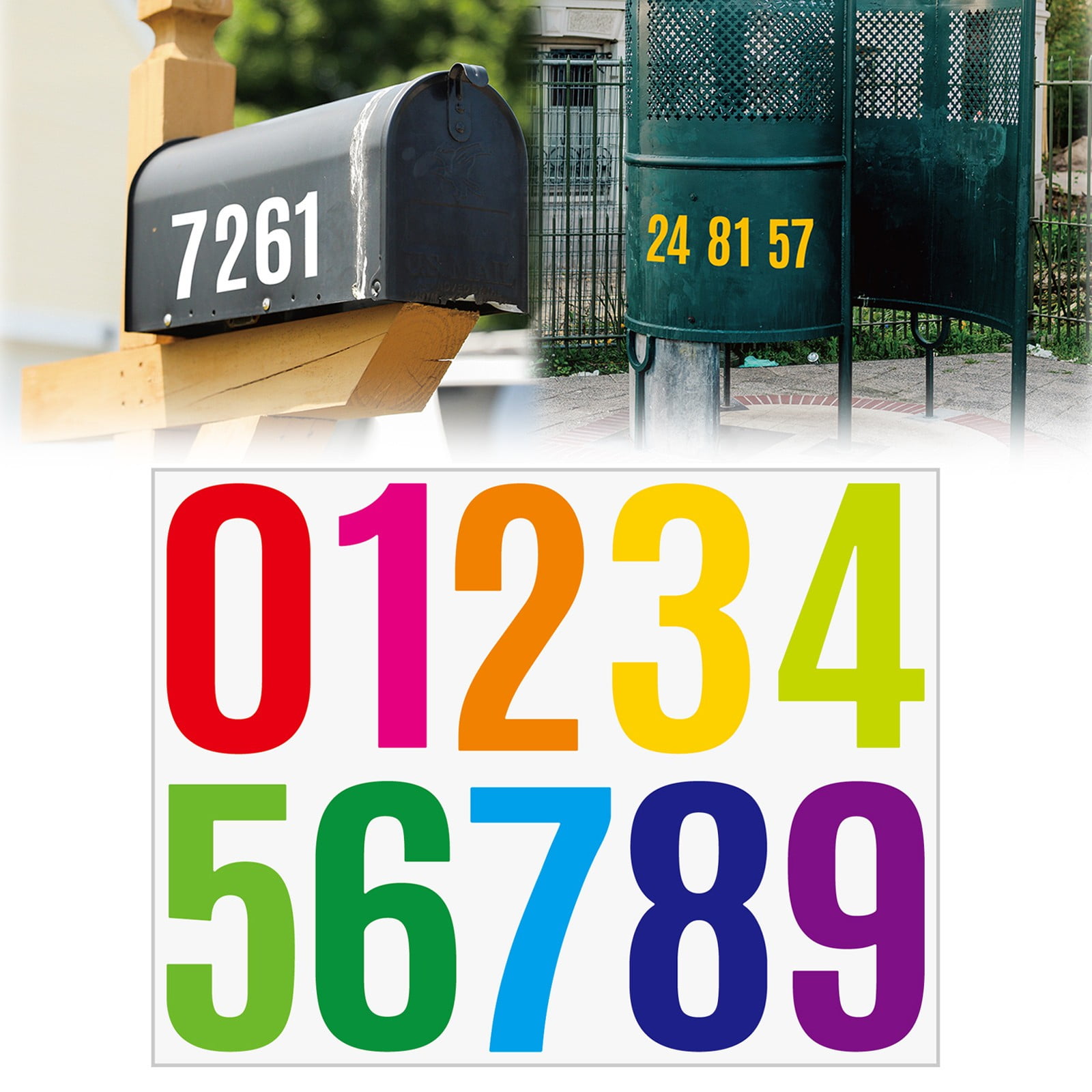 4 Inch Multicolor Vinyl Number Stickers - Self-Adhesive Decals for Mailbox, Car & Home,Large Digit Labels,Weatherproof Number Signs Number Labels For Car Home Multicolor(Blue) Camouflage - Image 2