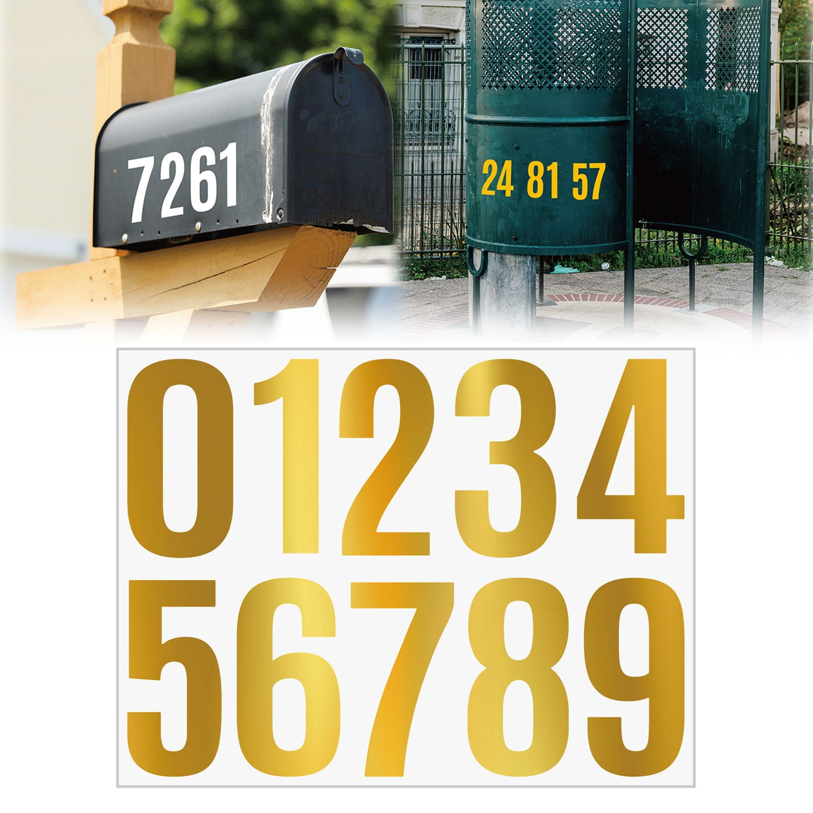 4 Inch Multicolor Vinyl Number Stickers - Self-Adhesive Decals for Mailbox, Car & Home,Large Digit Labels,Weatherproof Number Signs Number Labels For Car Home Multicolor(Blue) Gold - Image 2