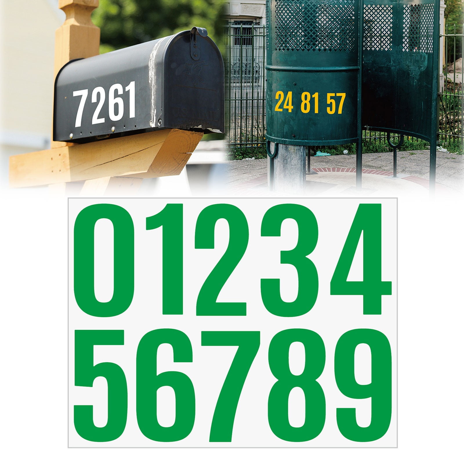 4 Inch Multicolor Vinyl Number Stickers - Self-Adhesive Decals for Mailbox, Car & Home,Large Digit Labels,Weatherproof Number Signs Number Labels For Car Home Multicolor(Blue) Green - Image 2