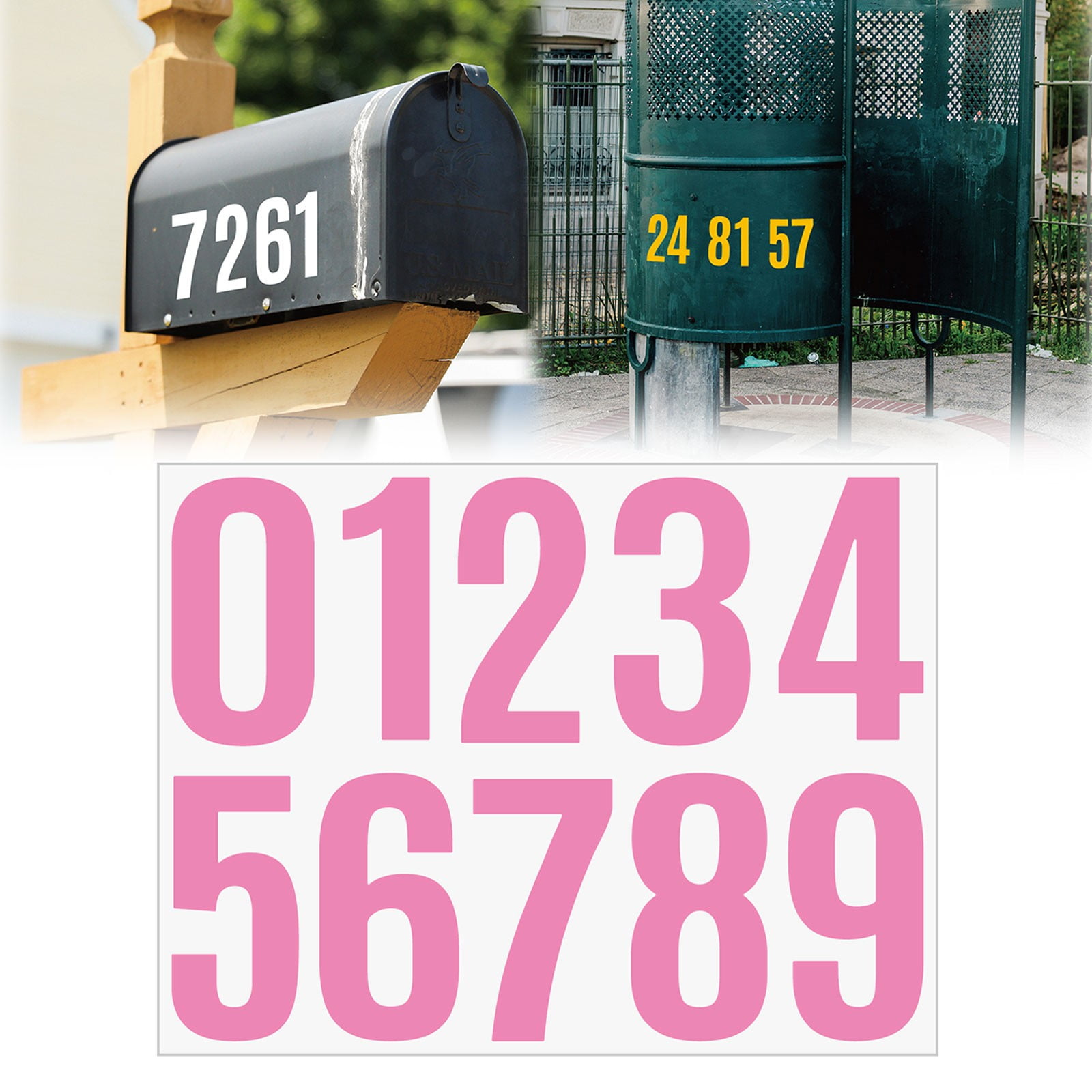 4 Inch Multicolor Vinyl Number Stickers - Self-Adhesive Decals for Mailbox, Car & Home,Large Digit Labels,Weatherproof Number Signs Number Labels For Car Home Multicolor(Blue) Pink - Image 2