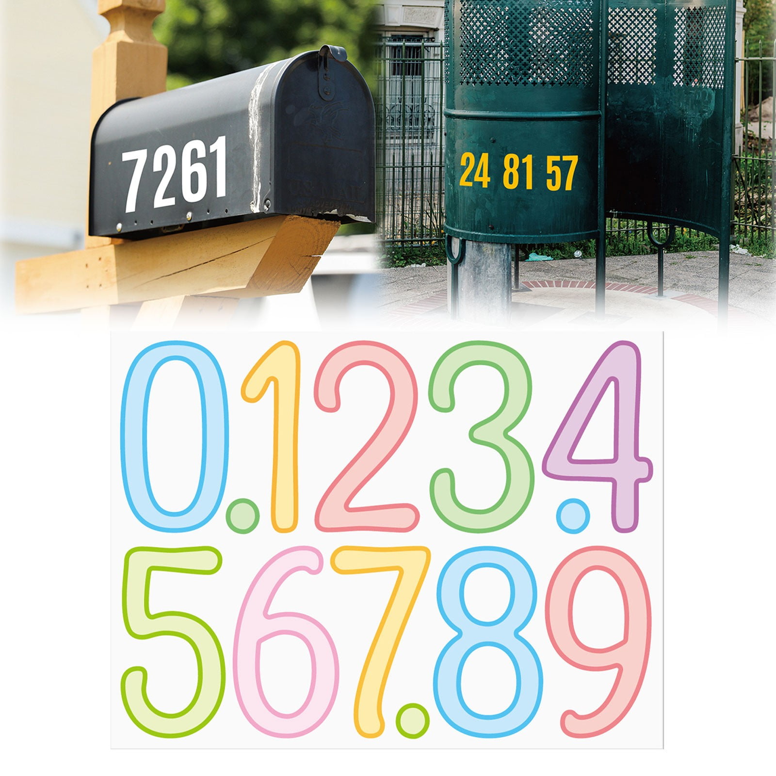 4 Inch Multicolor Vinyl Number Stickers - Self-Adhesive Decals for Mailbox, Car & Home,Large Digit Labels,Weatherproof Number Signs Number Labels For Car Home Multicolor(Blue) Rose Gold - Image 2