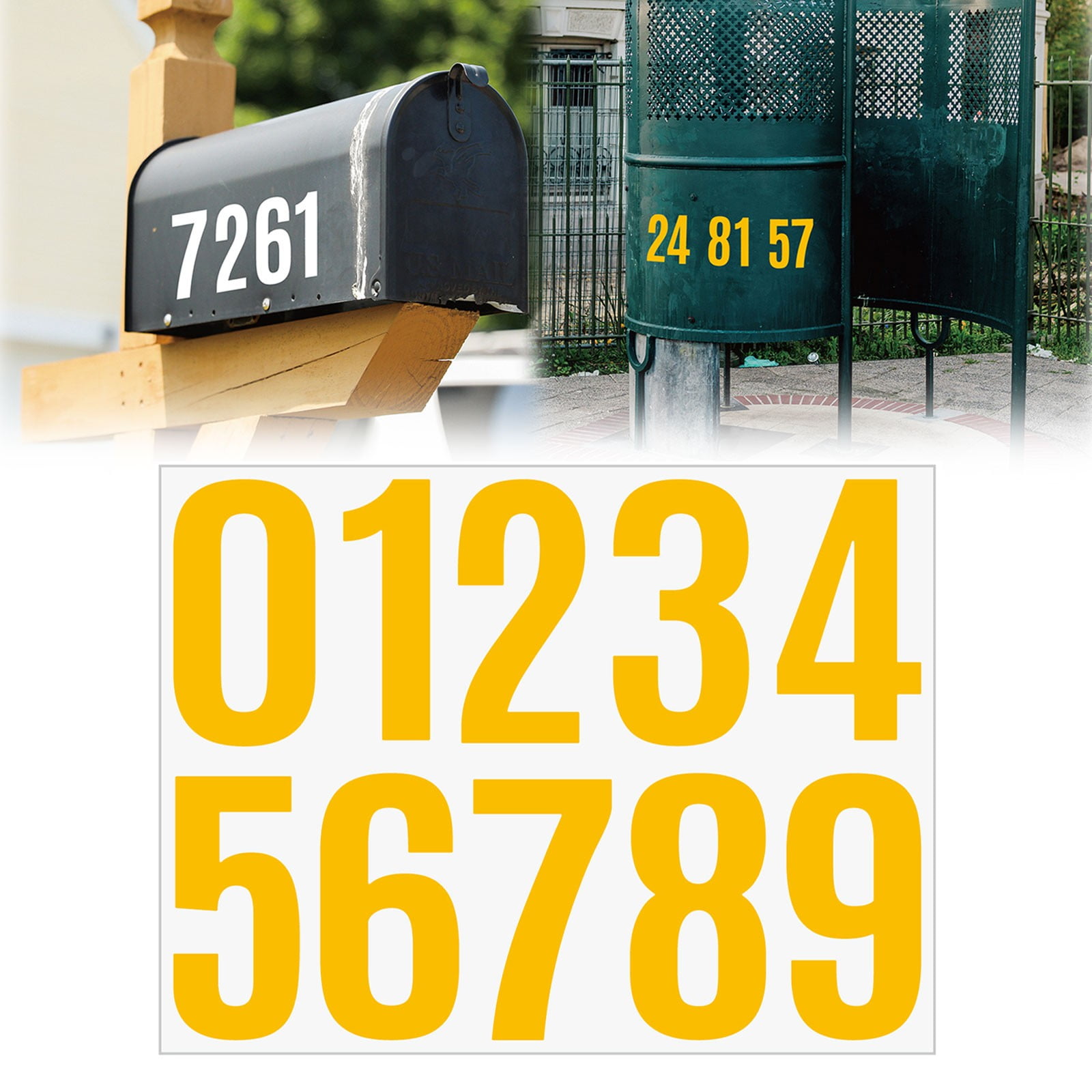 4 Inch Multicolor Vinyl Number Stickers - Self-Adhesive Decals for Mailbox, Car & Home,Large Digit Labels,Weatherproof Number Signs Number Labels For Car Home Multicolor(Blue) Yellow - Image 2