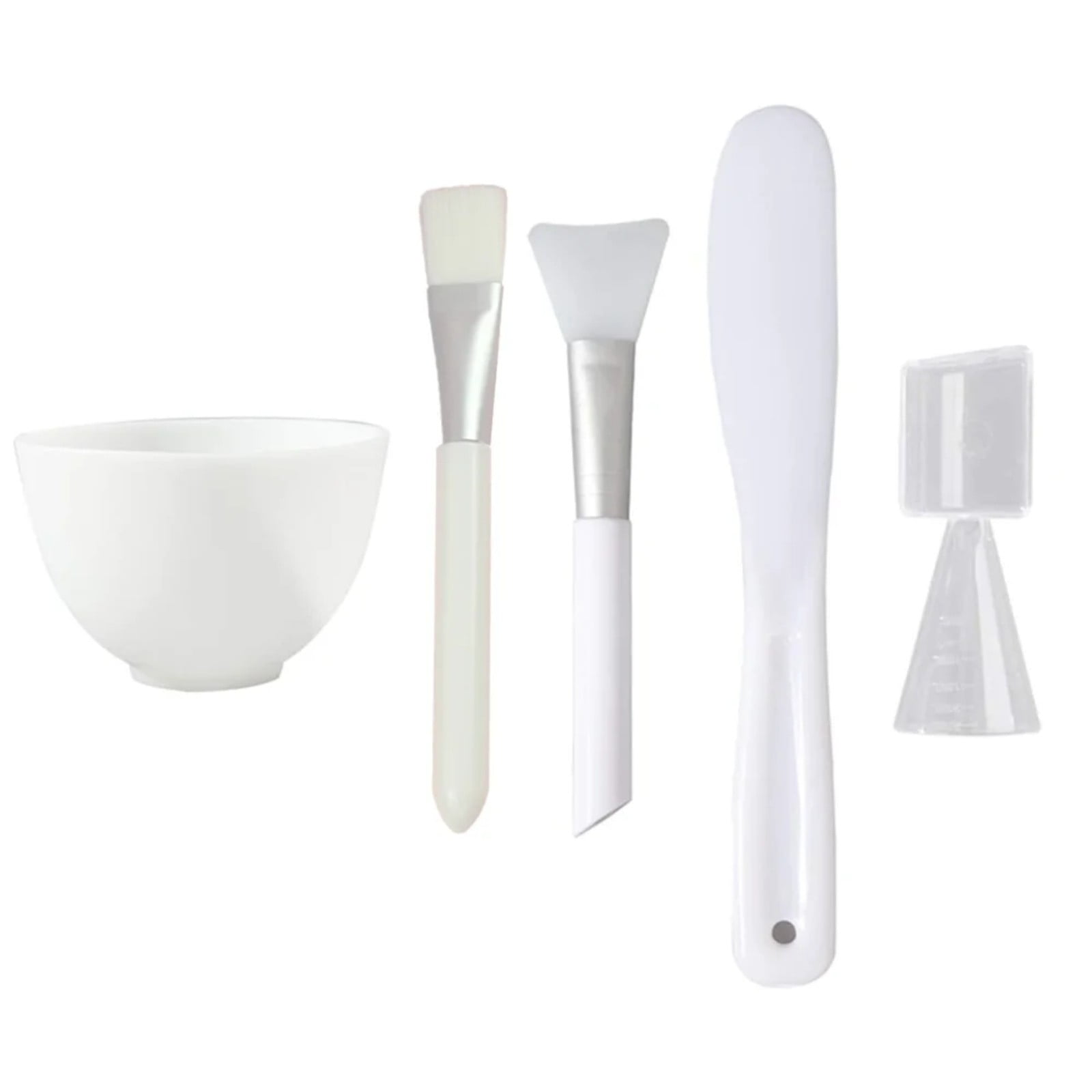 Face Mask Mixing Bowl Set with Silicone Facial Bowls, Brushes, Spatula, Measuring Cup + Scoop, 5 in 1 Esthetician Tool Kit, SPA Quality-White White 5.9*3.94*7.87inch 5 Pcs - Image 1