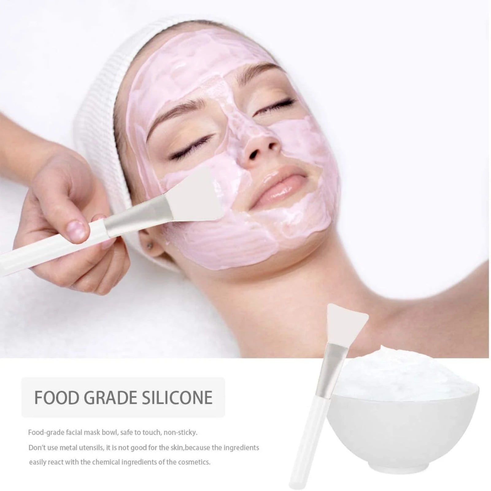 Face Mask Mixing Bowl Set with Silicone Facial Bowls, Brushes, Spatula, Measuring Cup + Scoop, 5 in 1 Esthetician Tool Kit, SPA Quality-White White 5.9*3.94*7.87inch 5 Pcs - Image 3