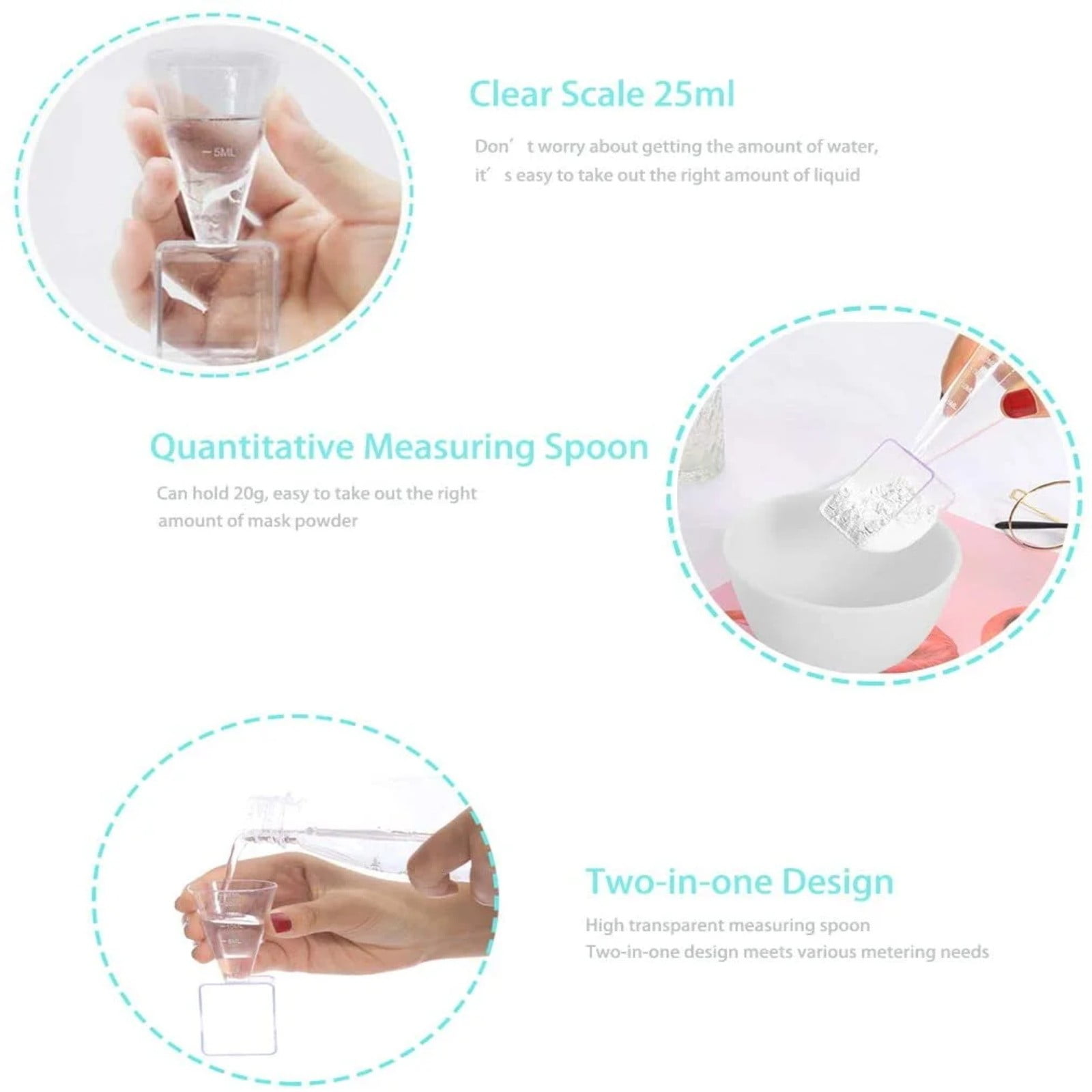 Face Mask Mixing Bowl Set with Silicone Facial Bowls, Brushes, Spatula, Measuring Cup + Scoop, 5 in 1 Esthetician Tool Kit, SPA Quality-White White 5.9*3.94*7.87inch 5 Pcs - Image 5