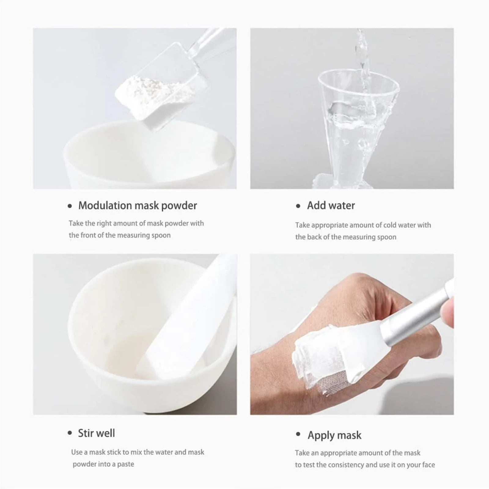 Face Mask Mixing Bowl Set with Silicone Facial Bowls, Brushes, Spatula, Measuring Cup + Scoop, 5 in 1 Esthetician Tool Kit, SPA Quality-White White 5.9*3.94*7.87inch 5 Pcs - Image 6