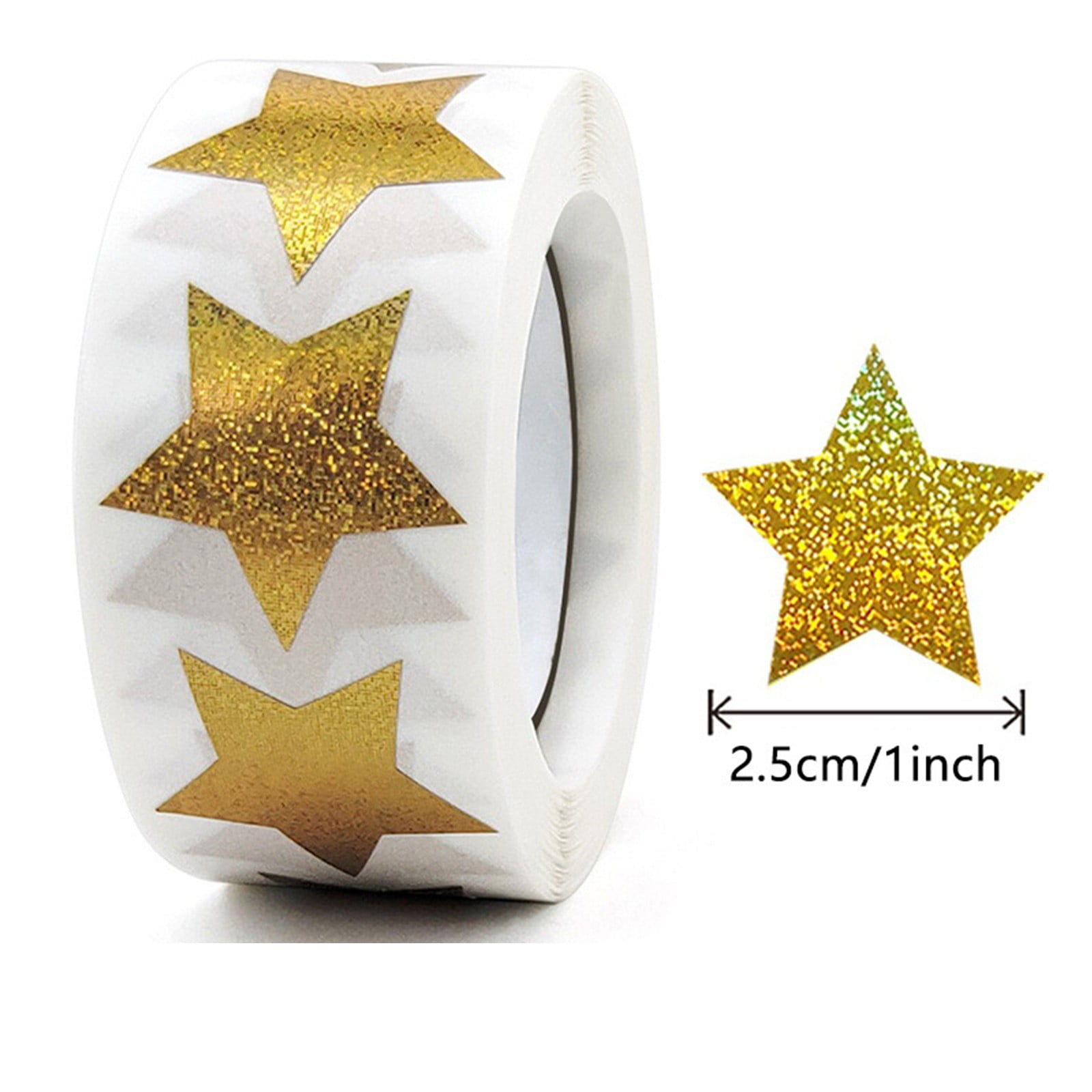 500PCS Gold Star Roll Stickers - 1 Inch Self-Adhesive Glitter Decals,for Kids, Classroom, Teachers, Wall Crafts, Sparkly Star Stickers for Rewards & Decor Gold Star Stickers For Kids(E) E - Image 2