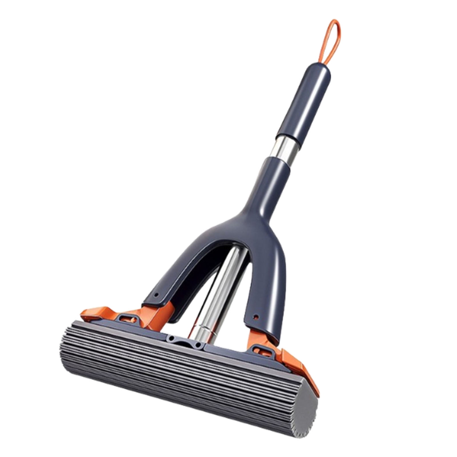 Sponge Mop with Roller Wringer Self Squeezing Floor Cleaner No Hand Contact Thickened Rubber Head for Tile Hardwood (37cm) - Image 2
