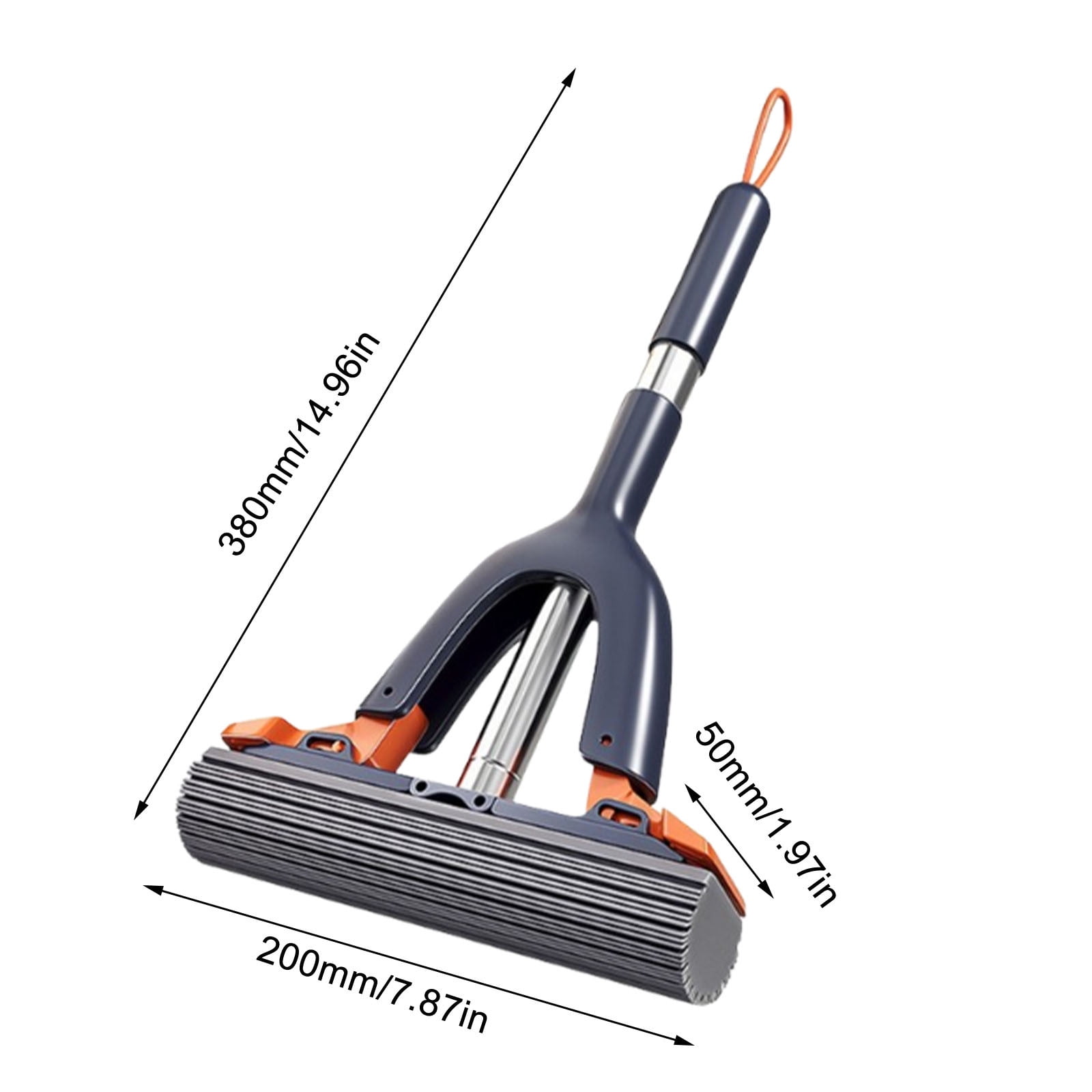 Sponge Mop with Roller Wringer Self Squeezing Floor Cleaner No Hand Contact Thickened Rubber Head for Tile Hardwood (37cm) - Image 3