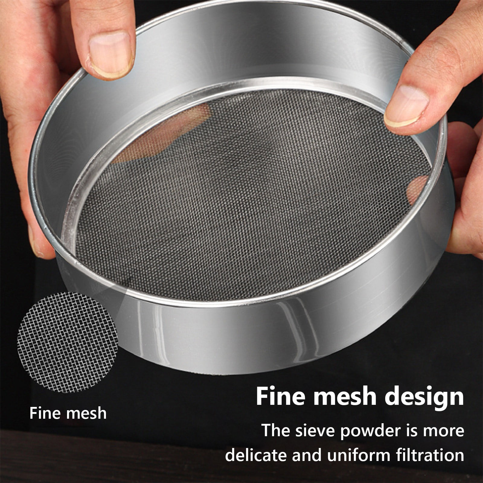 Stainless Steel Flour Sieve Filter - Ultra Fine Baking Mesh Sifter for Powder, Cocoa - Ergonomic Handle, Easy Clean, Kitchen Tool, 200 Mesh - Image 6