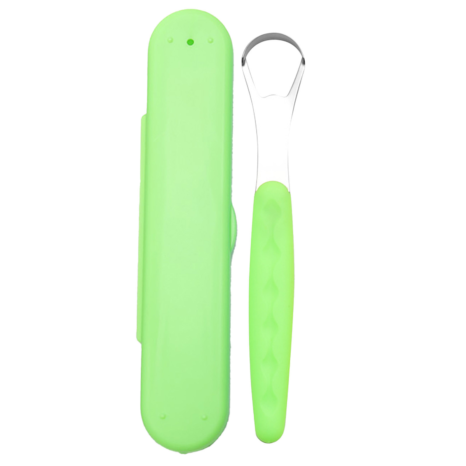 Tongue Scraper Cleaner 100% BPA Free Tongue Scrapers with Soft Handle for Adults, Kids, Healthy Oral Care, Easy to Use, Help Fight Bad Breath,with A Portable Travel Case-Black Green 1.18*0.98*6.1inch 1Pcs - Image 1