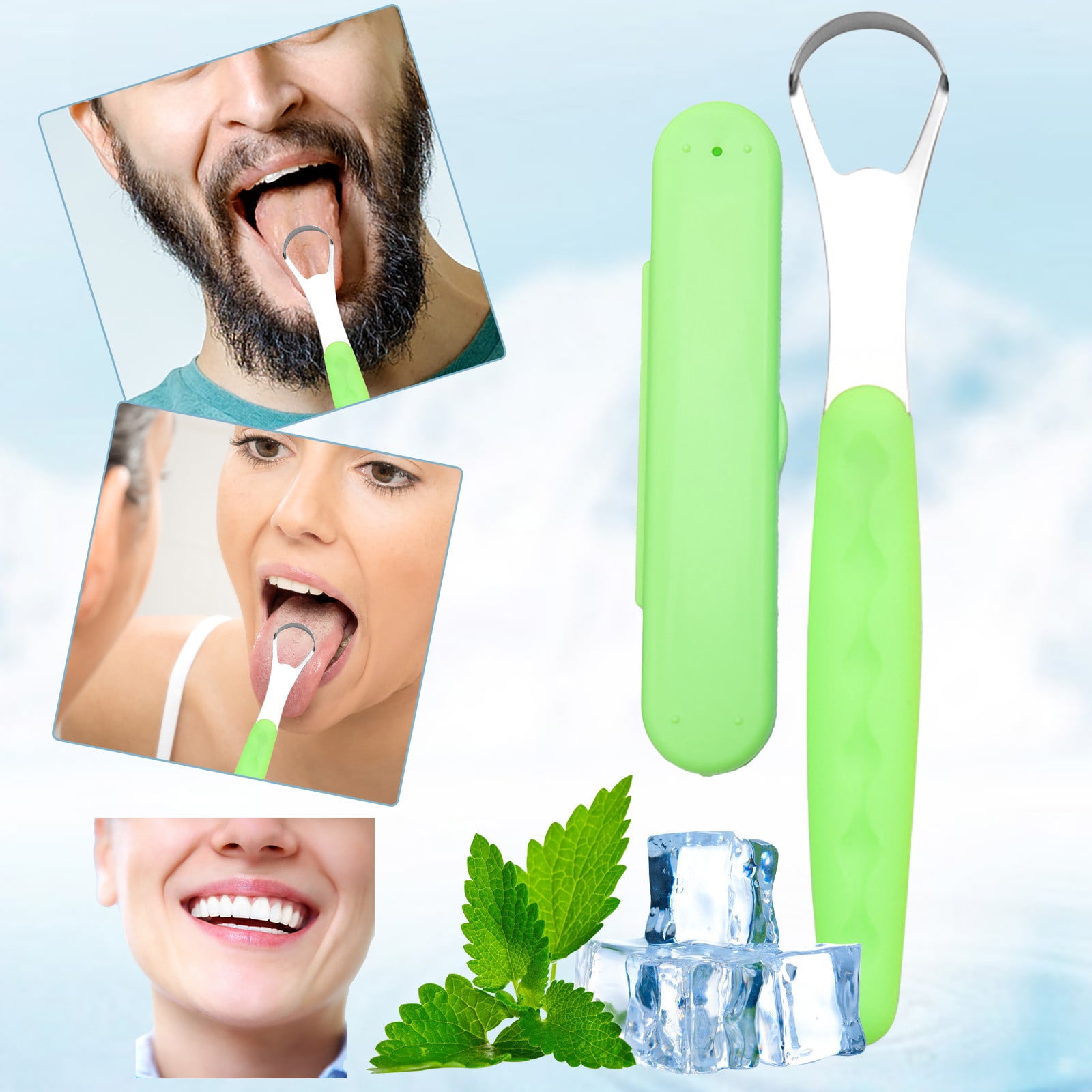 Tongue Scraper Cleaner 100% BPA Free Tongue Scrapers with Soft Handle for Adults, Kids, Healthy Oral Care, Easy to Use, Help Fight Bad Breath,with A Portable Travel Case-Black Green 1.18*0.98*6.1inch 1Pcs - Image 4