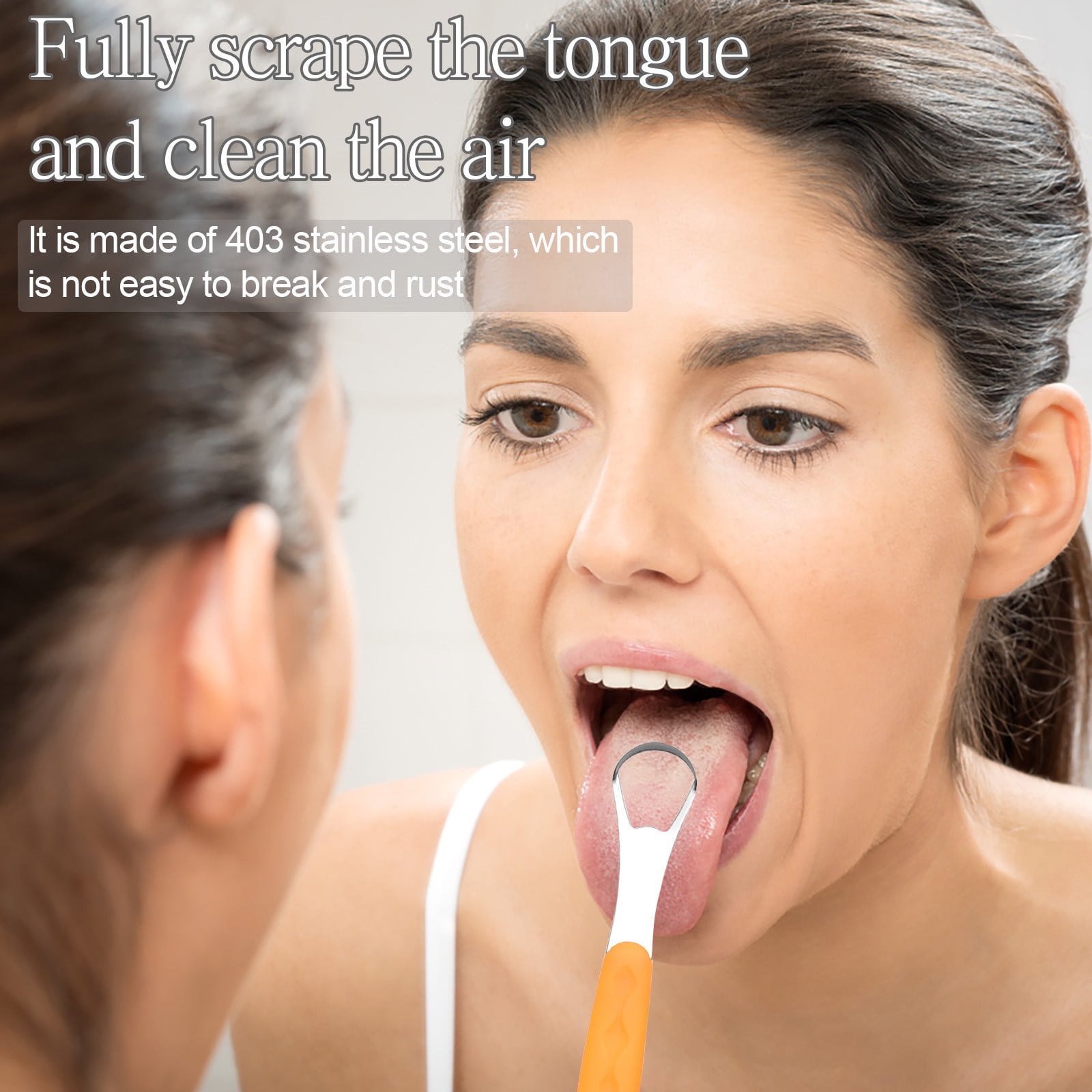 Tongue Scraper Cleaner 100% BPA Free Tongue Scrapers with Soft Handle for Adults, Kids, Healthy Oral Care, Easy to Use, Help Fight Bad Breath,with A Portable Travel Case-Black Orange 1.18*0.98*6.1inch 1Pcs - Image 6