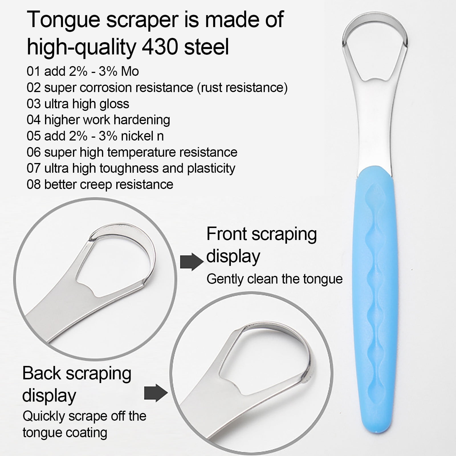 Tongue Scraper Cleaner 100% BPA Free Tongue Scrapers with Soft Handle for Adults, Kids, Healthy Oral Care, Easy to Use, Help Fight Bad Breath,with A Portable Travel Case-Black Orange 1.18*0.98*6.1inch 1Pcs - Image 7