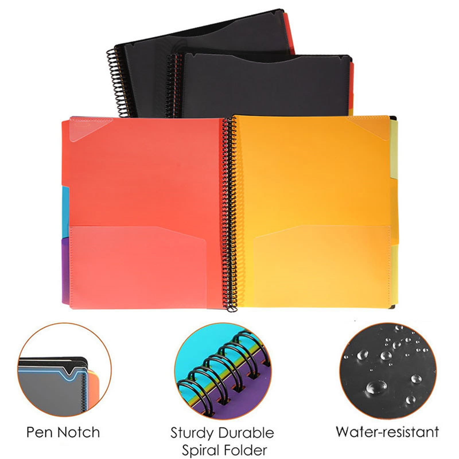 Spiral Binder Project Organizer - 6/12 Pockets with Assorted Tabs, Tear Poly Material, 1/3 Cut Tabs, Letter Size,Pocket Binder, Project Folder, Organizer with Tabs, School Project Holder(12 Pages) 12 Pages - Image 6