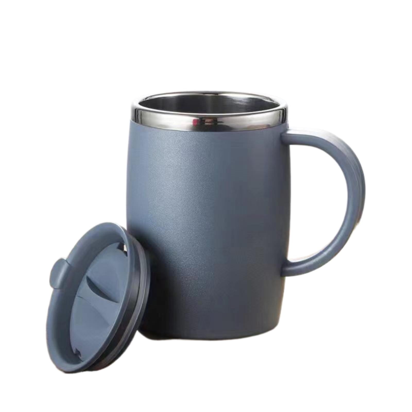 17oz Double Wall Insulated Desk Mug with Lid and Handle, Stainless steel Reusable Cup, Spill-Proof, Microwave & Dishwasher Safe, Wide Mouth, Cup Holder Friendly (Blue) 3.42x5.11 3.42