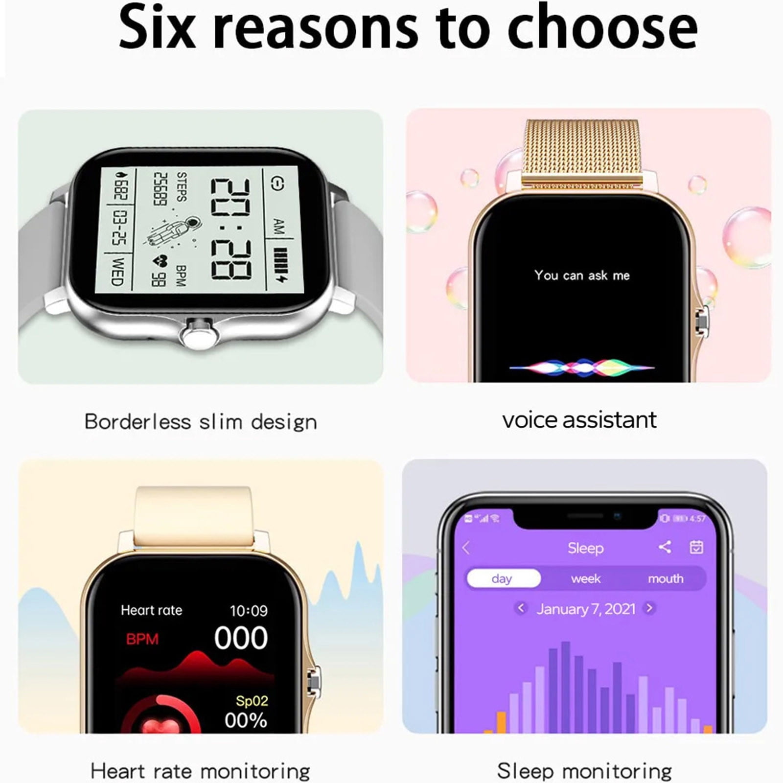 Smart Watch for Android and iPhone,Full Touch Screen with Call Function, Fitness Tracker for Music and Sleep Monitoring, IP67 Waterproof Smartwatch Compatible Unisex Design D - Image 5