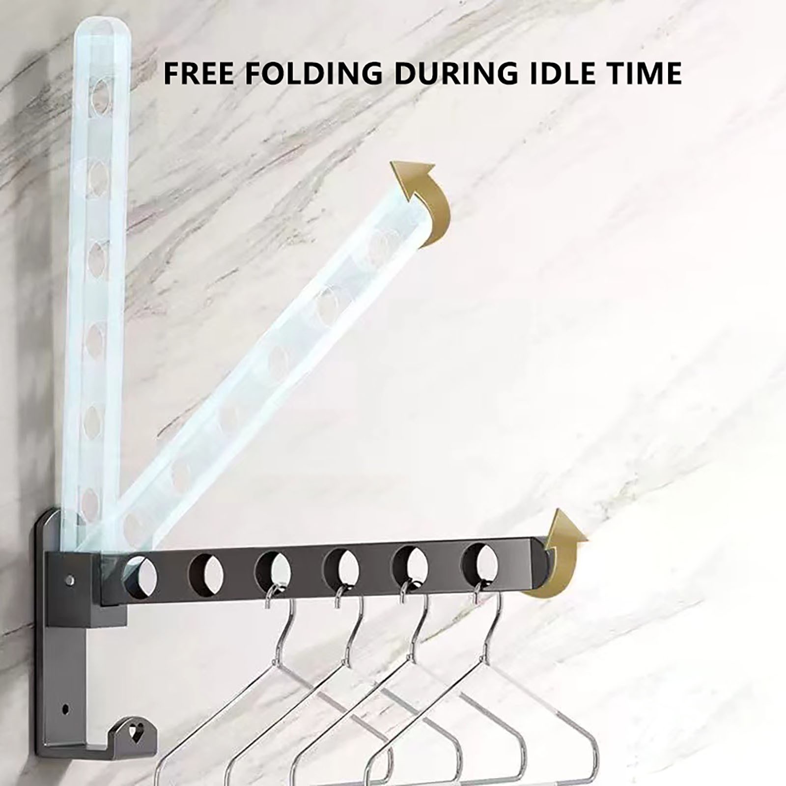 Retractable Folding Wall Hanger, Folding Clothes Hanger Rack, Clothes Storage Organizer, Laundry Hanger, Sturdy Hanging Dryer Rack Clothes Hooks of Metal (Matte Grey) 4.81x1.18x9.84 4.81