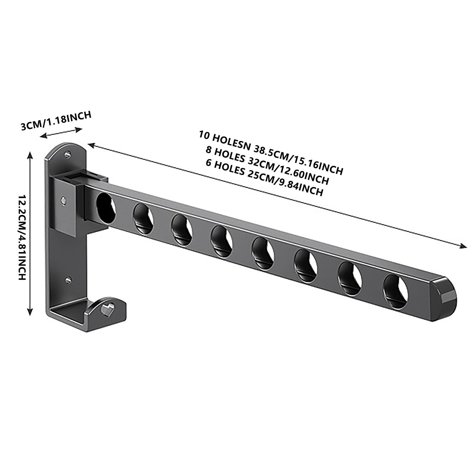 Retractable Folding Wall Hanger, Folding Clothes Hanger Rack, Clothes Storage Organizer, Laundry Hanger, Sturdy Hanging Dryer Rack Clothes Hooks of Metal (Matte Grey) 4.81x1.18x9.84 4.81