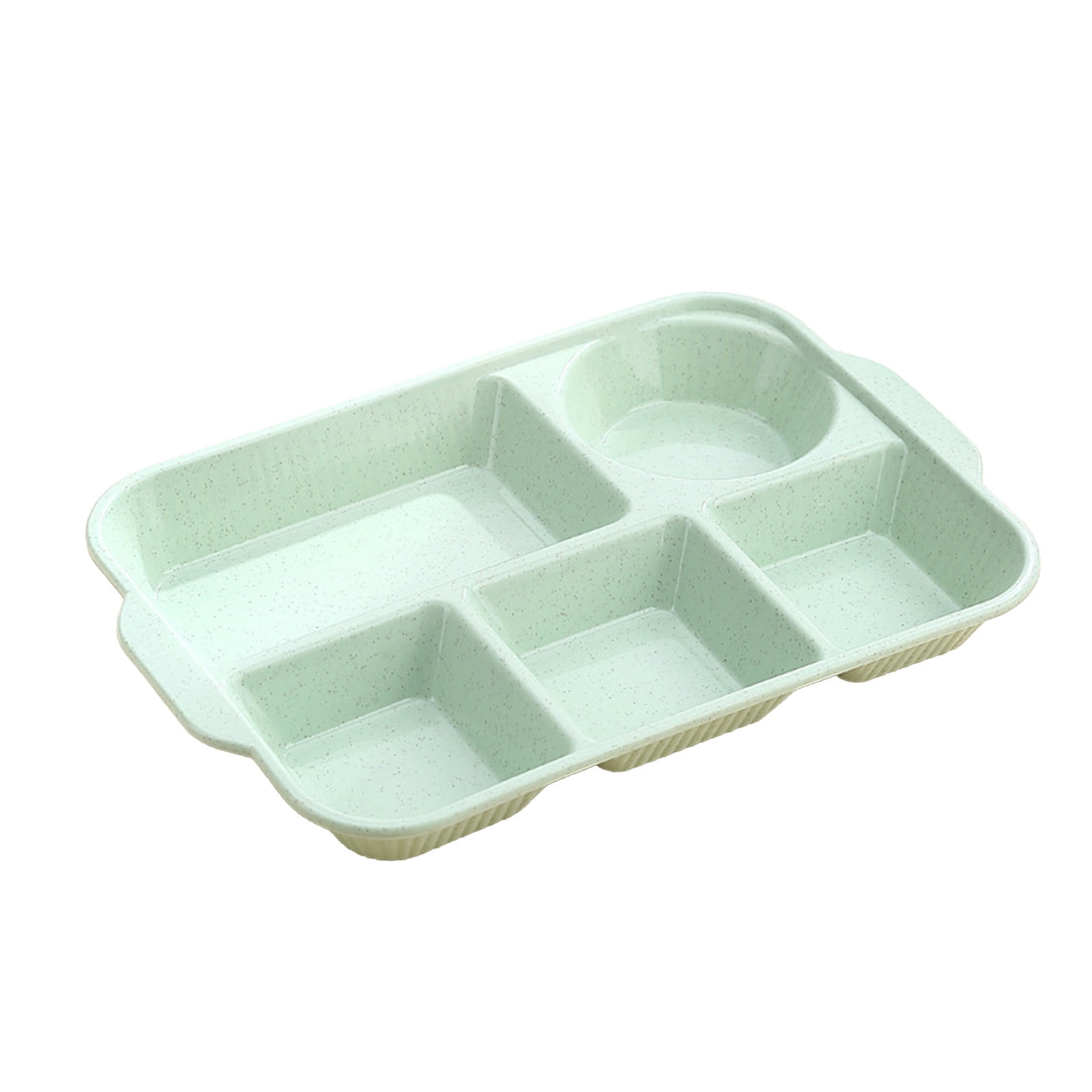 Unbreakable Divided Reusable Plastic Lunch Tray with 6 Compartments, Large Portion Control Plate for Adults, Microwave & Dishwasher Safe for Daily Meals Green - Image 2