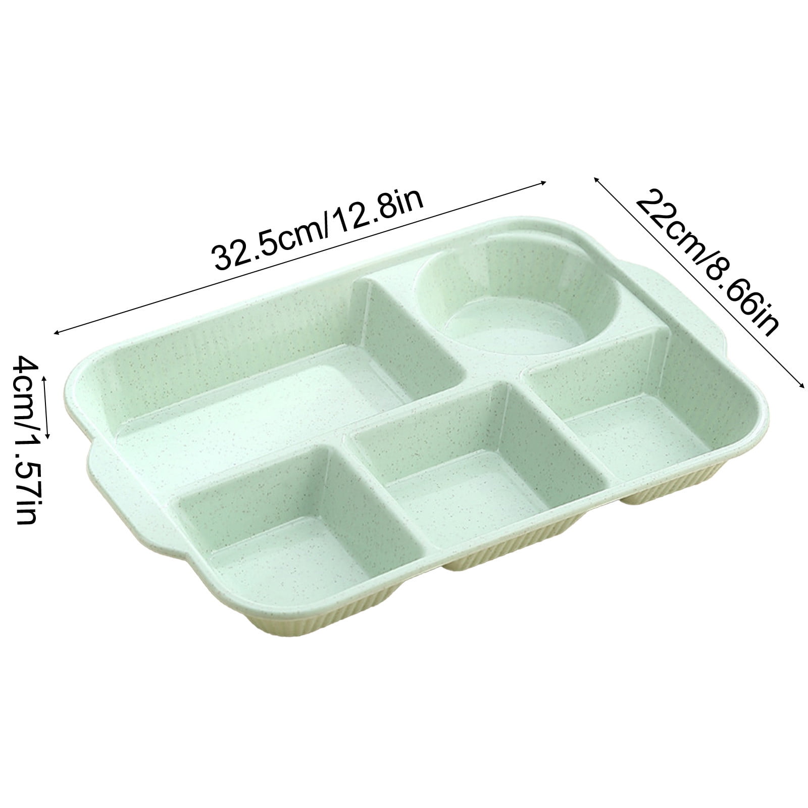 Unbreakable Divided Reusable Plastic Lunch Tray with 6 Compartments, Large Portion Control Plate for Adults, Microwave & Dishwasher Safe for Daily Meals Green - Image 3