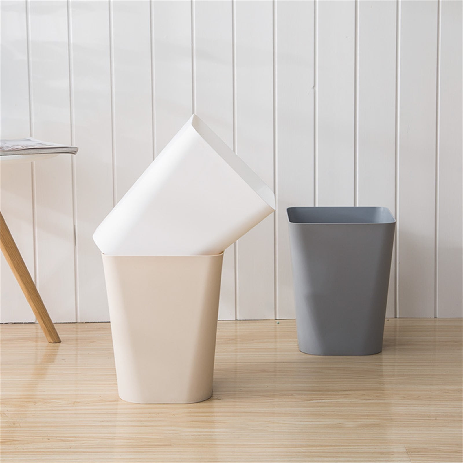 1.6 Gallon Small Trash Can, Heavy Duty Bathroom Wastebasket, Plastic Garbage Can for Kitchen Office Bathroom (White/1 Pcs) 7.48x9.13 7.48