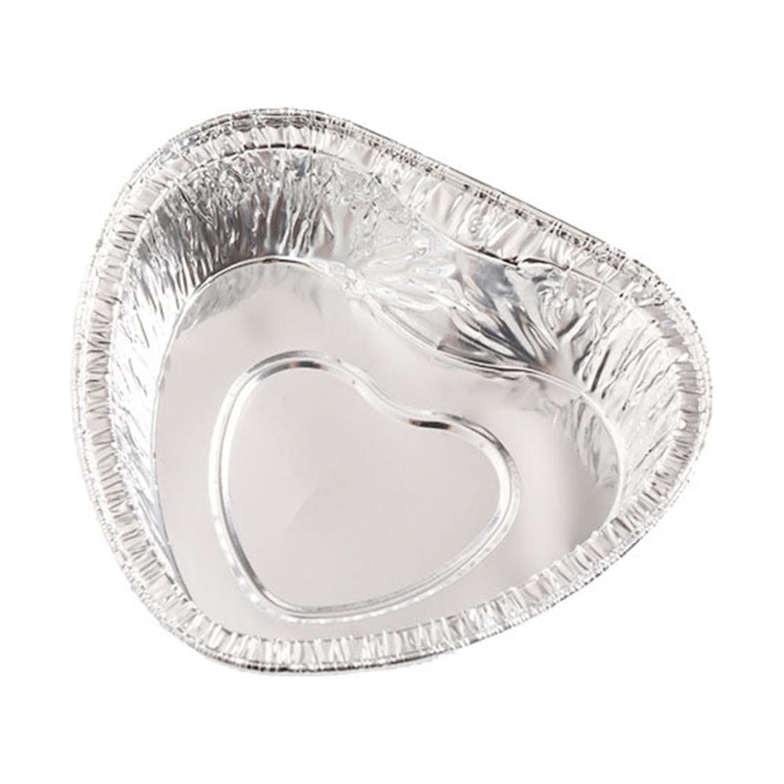 Aluminum Foil Pans 20pcs Disposable Baking Containers Heart Shape for Air Fryer Cupcake Muffins Oven Safe Non-Stick Small Round Foil Trays No Lids C - Image 1
