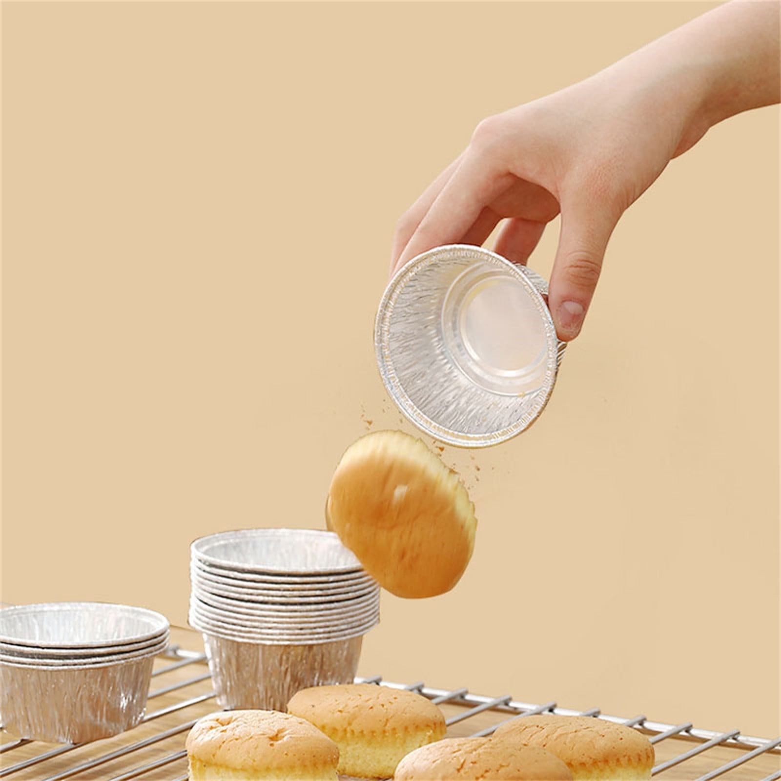 Aluminum Foil Pans 20pcs Disposable Baking Containers Heart Shape for Air Fryer Cupcake Muffins Oven Safe Non-Stick Small Round Foil Trays No Lids C - Image 4