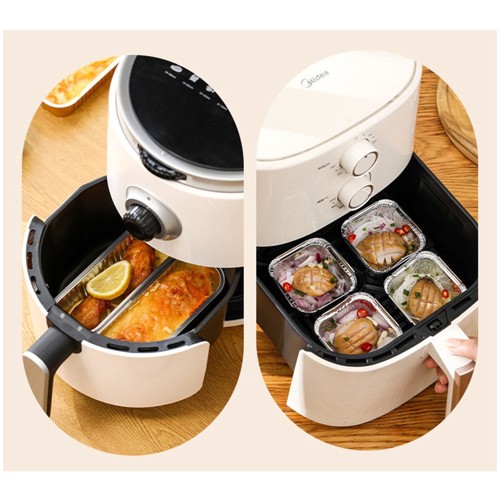 Aluminum Foil Pans 20pcs Disposable Baking Containers Heart Shape for Air Fryer Cupcake Muffins Oven Safe Non-Stick Small Round Foil Trays No Lids C - Image 5