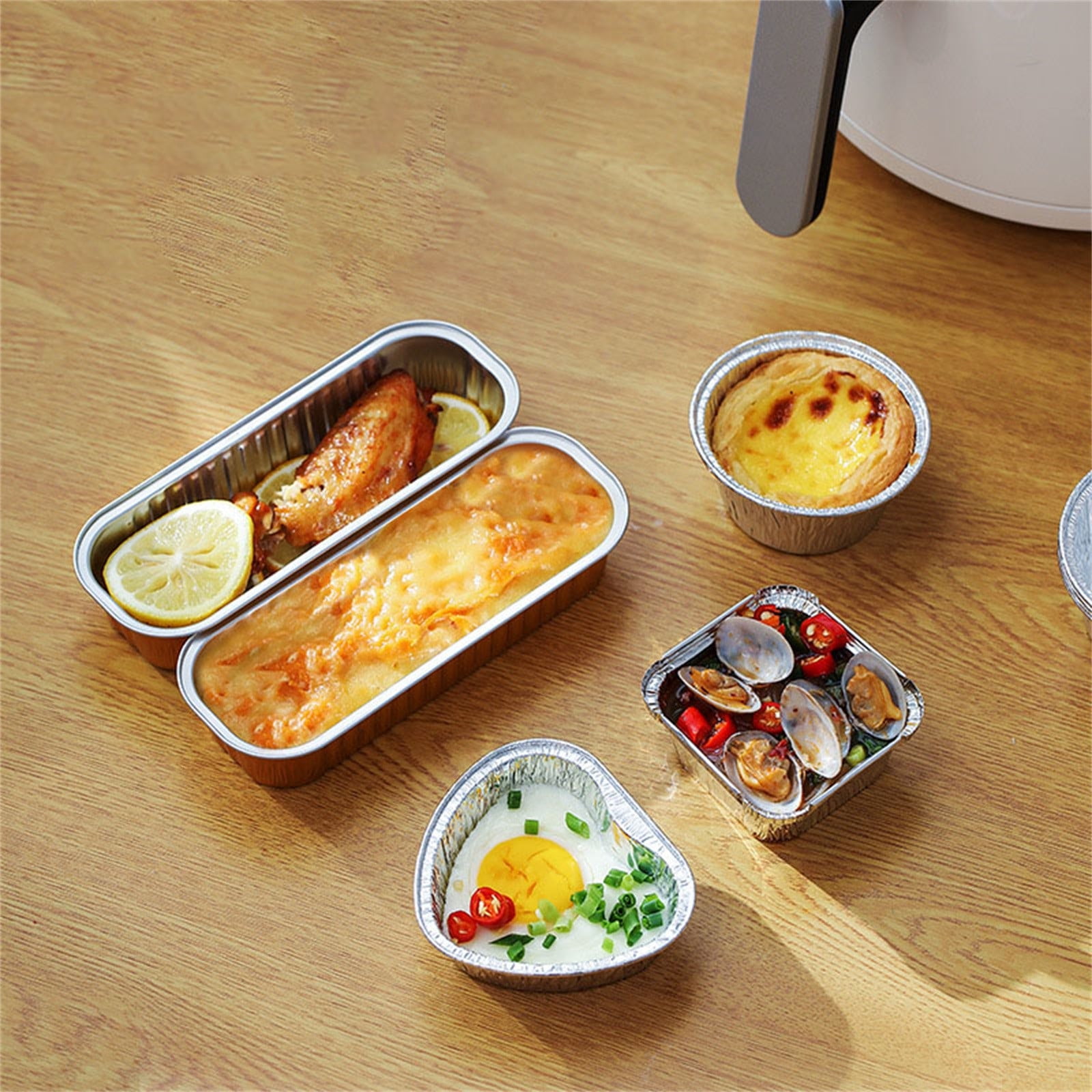 Aluminum Foil Pans 20pcs Disposable Baking Containers Heart Shape for Air Fryer Cupcake Muffins Oven Safe Non-Stick Small Round Foil Trays No Lids C - Image 6