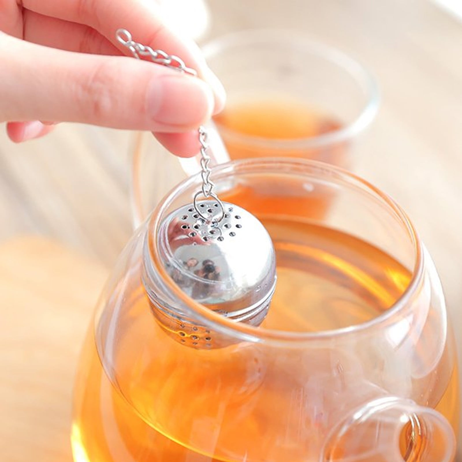 Spice Ball for Cooking, Tea Infuser, Stainless Steel Tea Ball Strainer Spice Infuser, Soup Seasonings Seperation Basket with Extended Chain Hook for Brewing Tea Spices Seasonings, 1.57x1.57 1.69