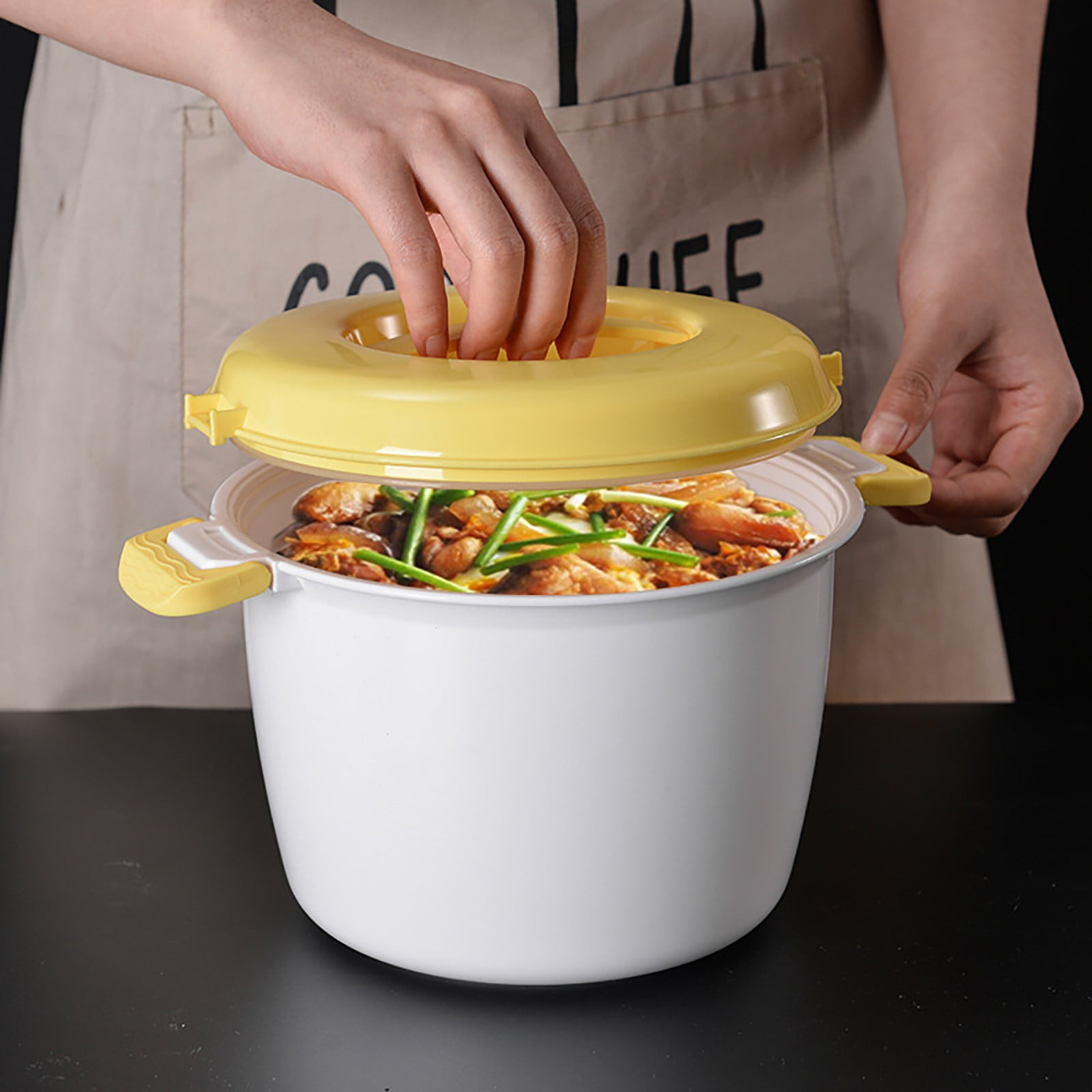 Microwave Rice Cooker, Microwavable Food Container, Convenient Cooker for Microwave, Plastic Micro Steamer Multifunctional Cookware for Rice, Pasta, Vegetables, Soups and More, 8.27x5.51 9.06